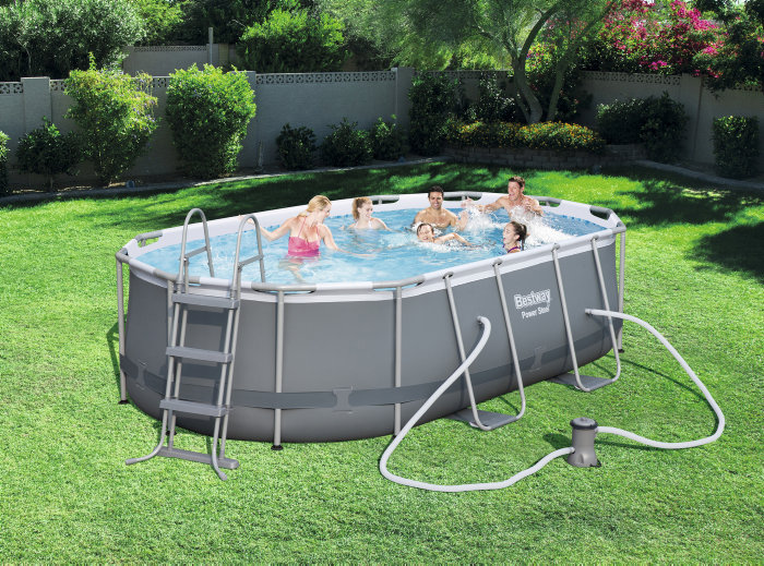 Bestway Power Steel™ pool oval grå 7250 liter 